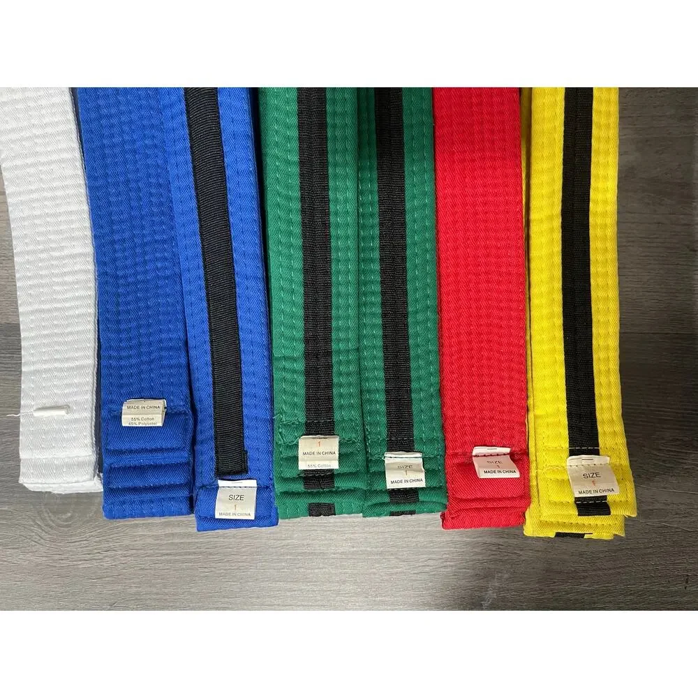 Lot of 9 Martial Arts Rank Belts Karate Taekwondo Sizes 1 & 2 Mixed Black Stripe